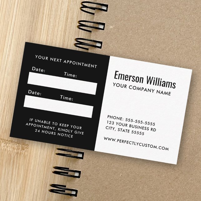 Cartão De Horário Lembrete de compromisso de logotipo personalizado  (Black and white custom logo appointment reminder)