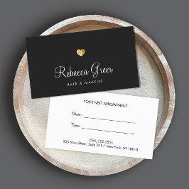 Cartão De Horário Lembrete de Compromisso de Salão de Beleza Dourada