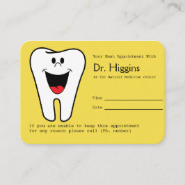 Cartão De Horário Lembrete de Compromisso Dentista Feliz Amarelo
