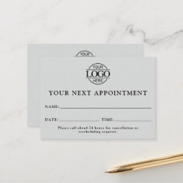 Cartão De Horário Lembrete Simples da Cinza de Luz Profissional Eleg