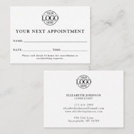 Cartão De Horário Lembrete Simples sobre preto e branco profissional