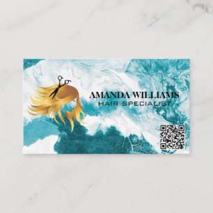 Cartão De Horário Logotipo de fluxo de cabelo   Código QR   Artíst