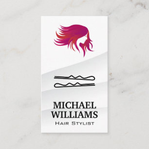 Cartão De Horário Logotipo de fluxo de cabelo feminino Pinos do ca