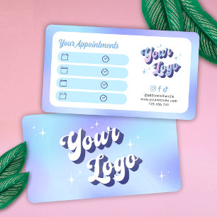 Cartão De Horário Logotipo de Salão de Beleza Lash Spa de Cabelo Azu
