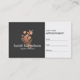 Cartão De Horário Logotipo Floral Dourado rosa na nomeação de Cinzas