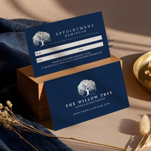 Cartão De Horário Logotipo Russo de Árvore Selvagem Azul e Branco do