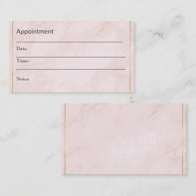 Cartão De Horário Luxury Appointment Reminder Card – Blush Marble (Frente/Verso)