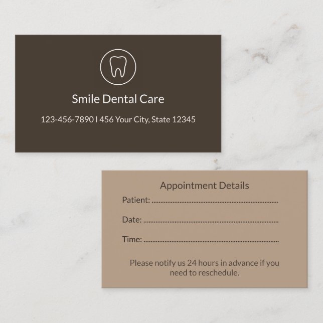 Cartão De Horário Luxury Dental Appointment Card | Clinic Reminder (Frente/Verso)
