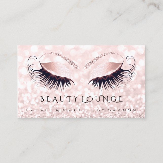 Cartão De Horário Makeup Artist Event Lashes Beauty Cinza Rosa Blush (Frente)