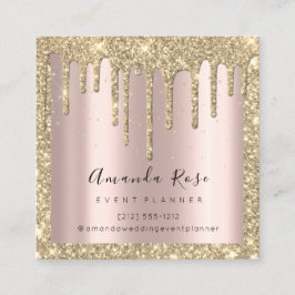 Cartão De Horário Makeup Artist Event Planner Sepia Dourado Drip Ros