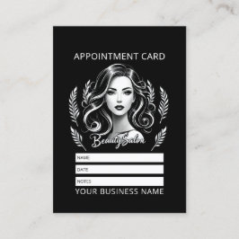Cartão De Horário Makeup Artist Hair Stylist Modern Black White Dour