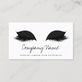 Cartão De Horário Makeup Artist Lashes Extension Black White Simples