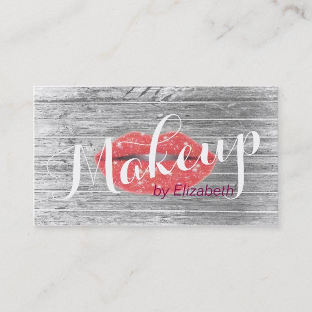 Cartão De Horário Makeup Artist Sparkle Red Lábios Compromisso Moder (Frente)