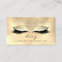 Cartão De Horário Makeup Eyebrow Name Lash Glitter Champaigne Dourad