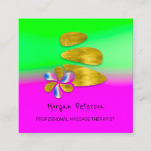 Cartão De Horário Massagem Spa Bem-estar Flor Logotipo Dourado Rosa
