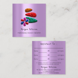 Cartão De Horário Massagem Spa Bem-Estar Flor Rosa Lavanda Logotipo