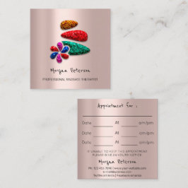 Cartão De Horário Massagem Spa Bem-Estar Flor Rosa Logo Stones
