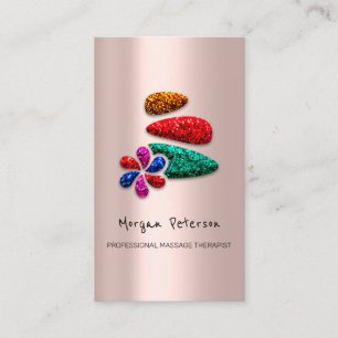 Cartão De Horário Massagem Spa Bem-estar Logotipo de Pedra Floral Ro