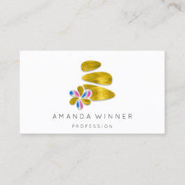 Cartão De Horário Massagem Spa Wellness Logotipo Dourado Hológrafo