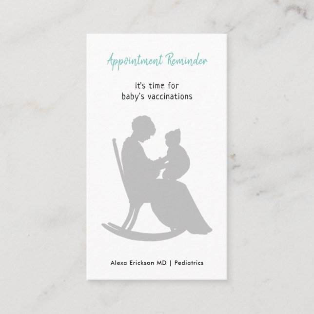 Cartão De Horário Médico Pediátrico Vacinação Para Bebês, Mamãe (Frente)