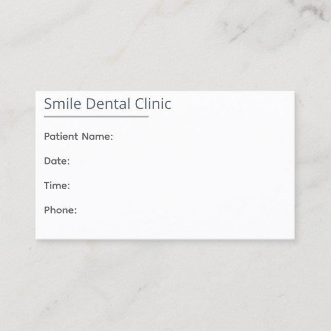 Cartão De Horário Minimal Dental Appointment Card One Line (Frente)