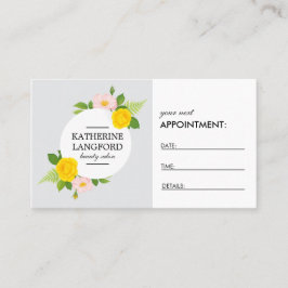 Cartão De Horário Mínimo de Compromisso Floral de Salão Branco Ash