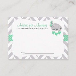 Cartão De Horário Mint Green & Cinza Elephant Chá de fraldas SM - Co
