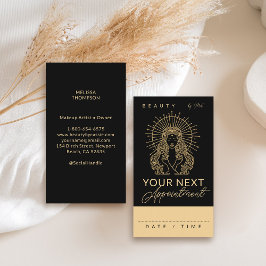 Cartão De Horário Mística Tarot Makeup Hair Unhas Monograma Dourado
