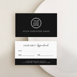 Cartão De Horário Modern Black and White Professional