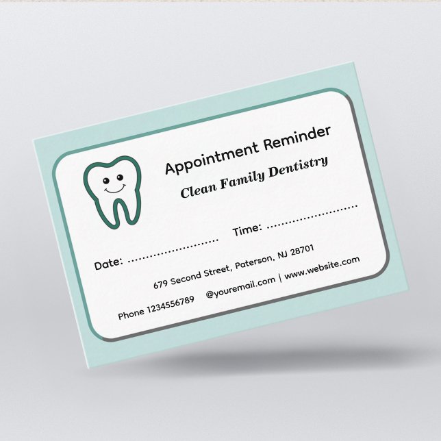 Cartão De Horário Modern Dentist Appointment Reminder Cards (Criador carregado)