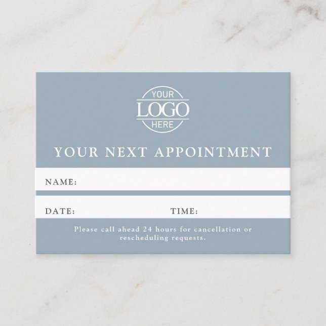 Cartão De Horário Modern Dusty Blue Professional Simple Reminder (Frente)