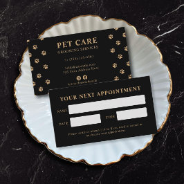 Cartão De Horário Modern Luxury Black Golden Paw Pet Care