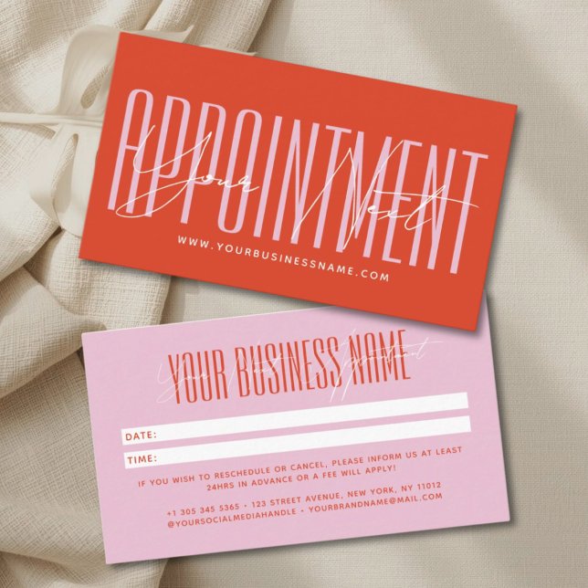 Cartão De Horário Modern script typography professional reminder (Your next appointment reminder card)