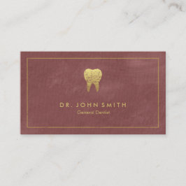 Cartão De Horário Moldura e dente de Ouro avermelhada - Dentista