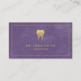 Cartão De Horário Moldura e dente de Ouro roxa - Dentista