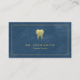 Cartão De Horário Moldura e dente do Ouro azul - Dentista