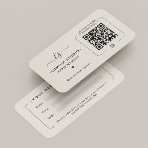 Cartão De Horário Monograma de Marketing de Beleza Minimalista Areia
