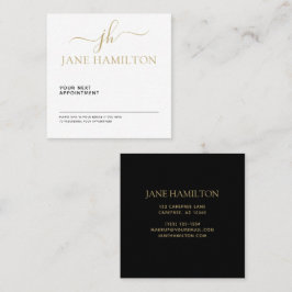 Cartão De Horário Monograma Elegante Preto e Dourado Inicial