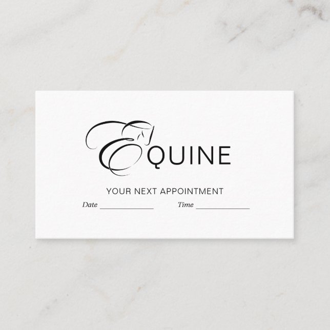 Cartão De Horário Monograma - Letra E Cavalo (Frente)