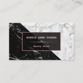 Cartão De Horário Na moda Black White Marble Rosa Dourado Compromiss