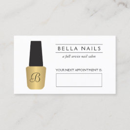 Cartão De Horário Nail Salon Monograma Faux Dourado Nomeação Polones