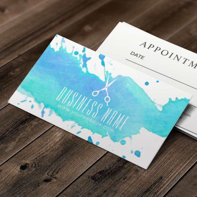 Cartão De Horário Nomeação de Aquarela Elegante de Salão de Cabelo (Criador carregado)