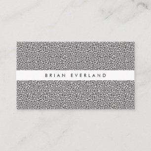 Cartão De Horário Nomeação de Perfil Branco Preto Maze Pattern