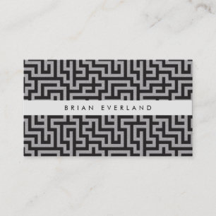 Cartão De Horário Nomeação de Perfil Branco Preto Maze Pattern