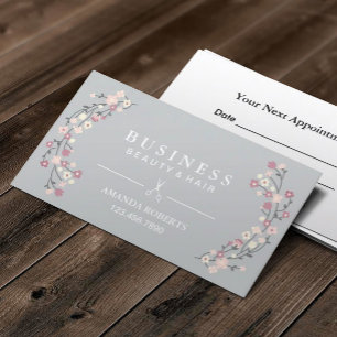Cartão De Horário Nomeação de prata floral elegante do cabeleireir