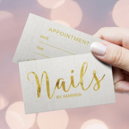 Cartão De Horário Nomeação de Script Dourado Manicurista de Salão de