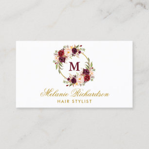 Cartão De Horário Nomeação Dourado floral M do cabeleireiro de