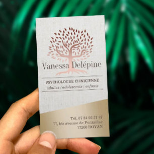Cartão De Horário Nomeação elegante da árvore Dourado cor-de-rosa