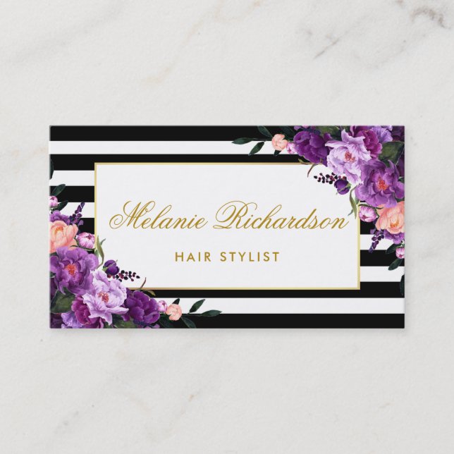 Cartão De Horário Nomeação floral violeta roxa SPG do cabeleireiro (Frente)