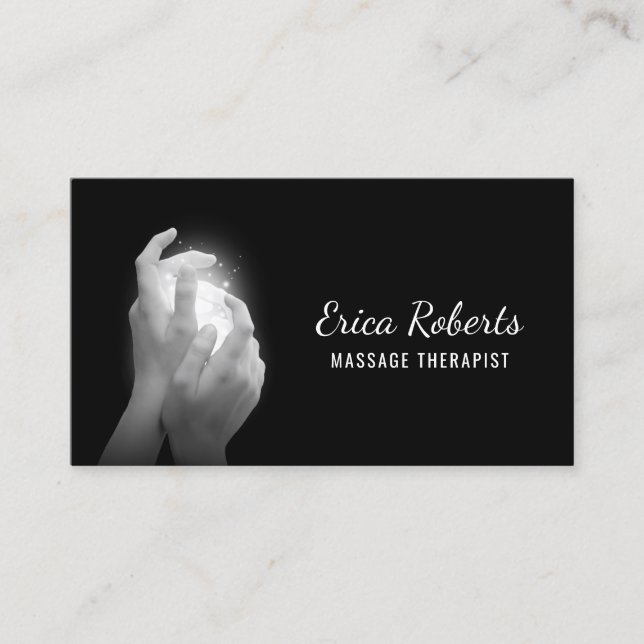 Cartão De Horário Nomeação preta das mãos curas da terapia da (Frente)